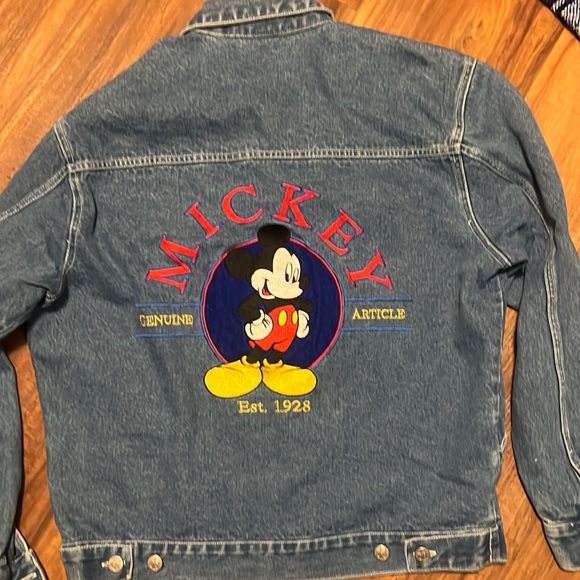 Vintage Mickey Mouse Chore Work Denim Blue Jean Trucker Jacket Men’s Size Medium - Picture 5 of 6